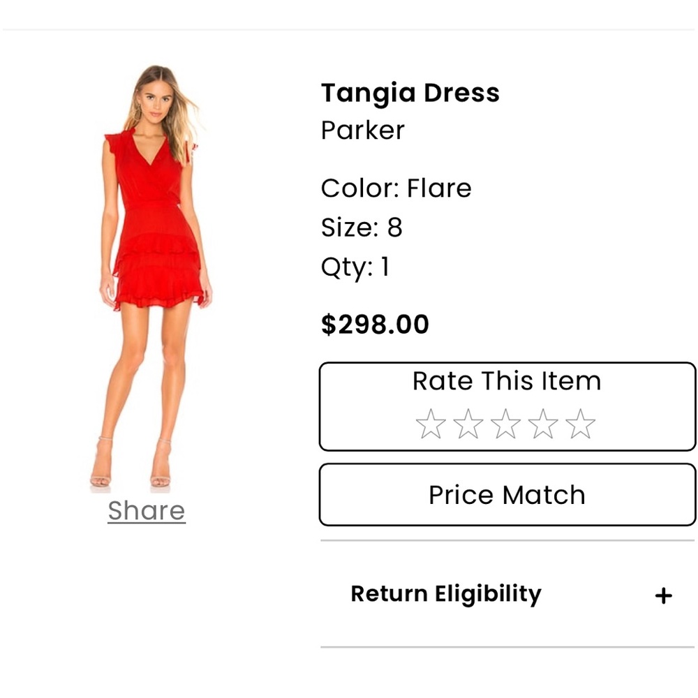 Parker Red Sleeveless V-Neck Fit and Flare Mini Dress